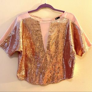 Rose Gold Sequin Short Sleeve Top